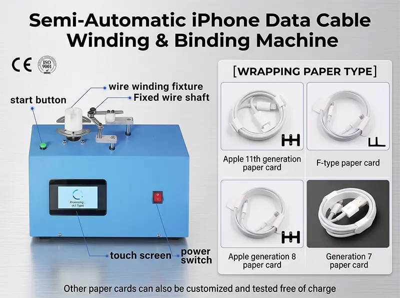 Mesin Penggulung & Pengikat Kabel Data iPhone Semi-Otomatis WPM-K287