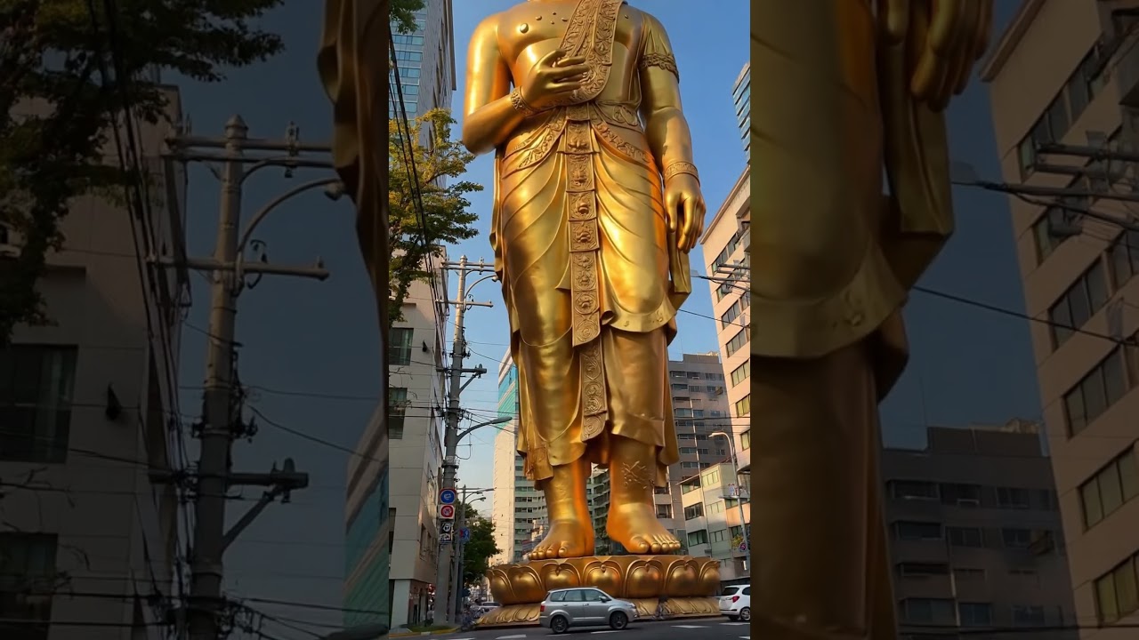 Patung Buddha Emas Megah Berjalan di Tengah Keramaian Kota #buddha