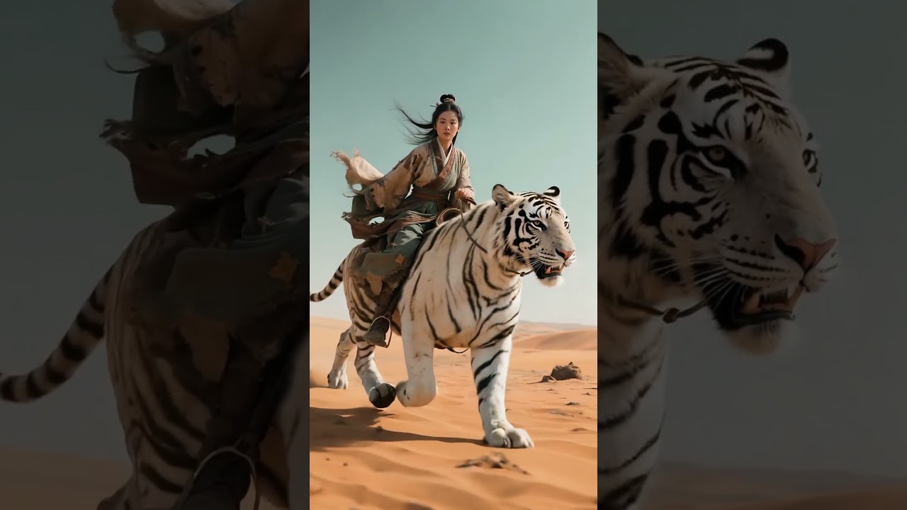Wanita Cantik Menunggang Harimau Putih Raksasa – Pemandangan Spektakuler!